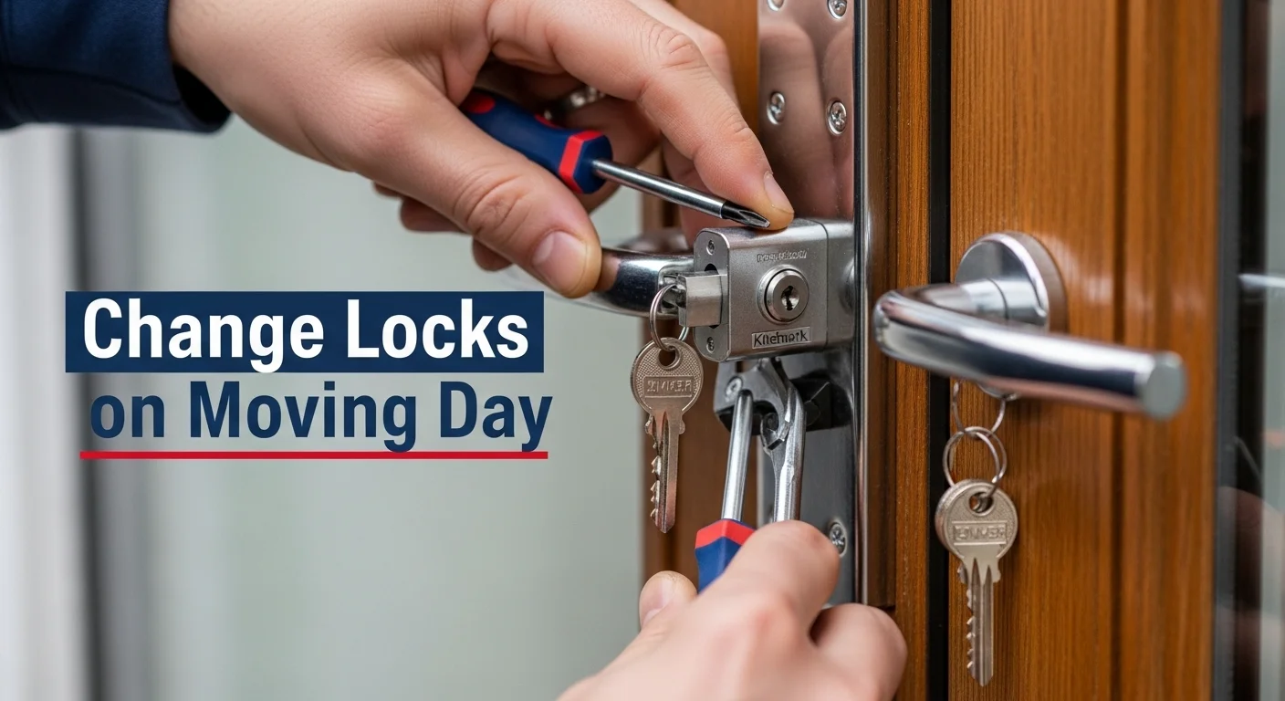 Professional locksmith installing new British Standard lock on moving day - J D Locksmith lock change services