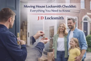 Moving house locksmith services - professional lock change on moving day with J D Locksmith Lancashire