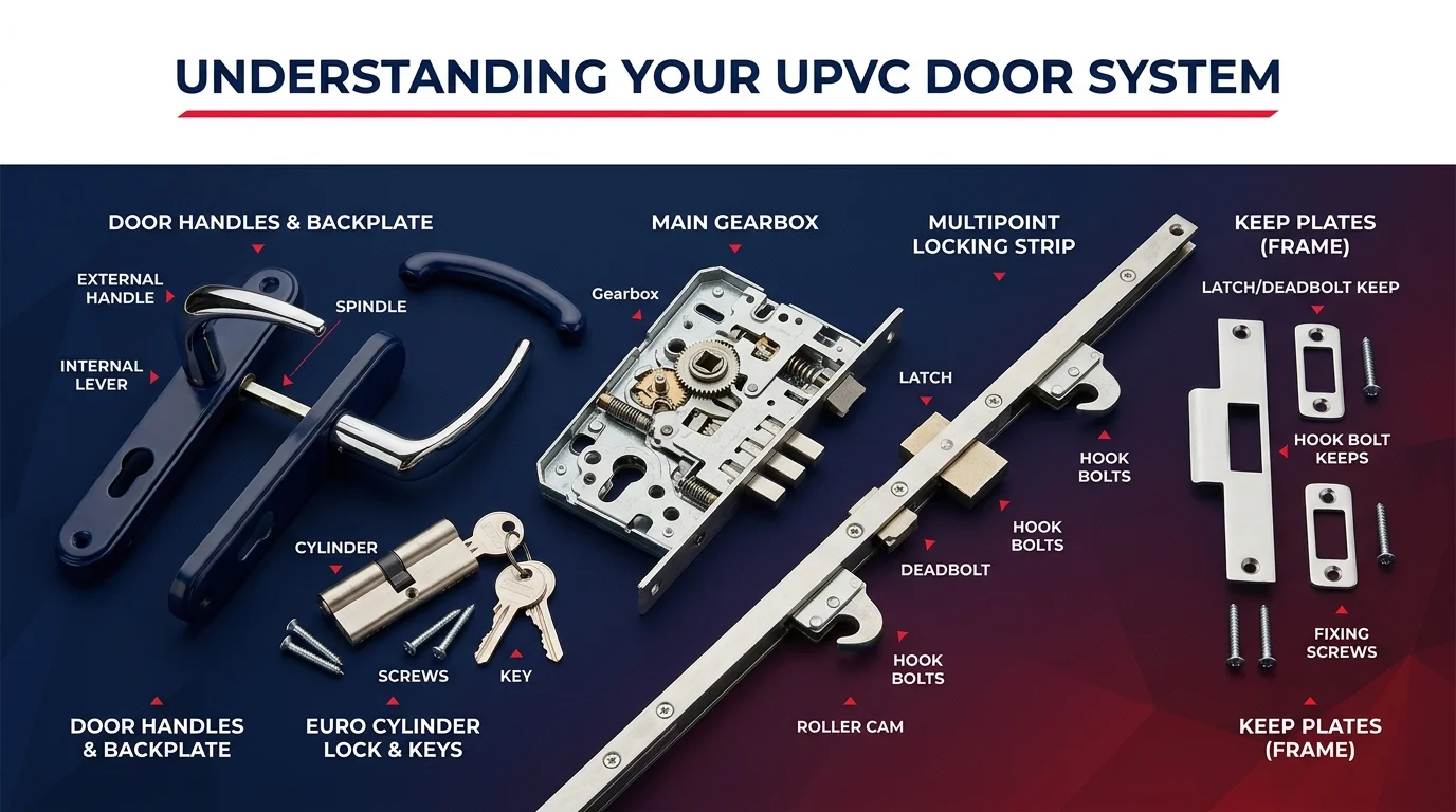 UPVC door multipoint locking mechanism components and parts - understanding how UPVC doors work