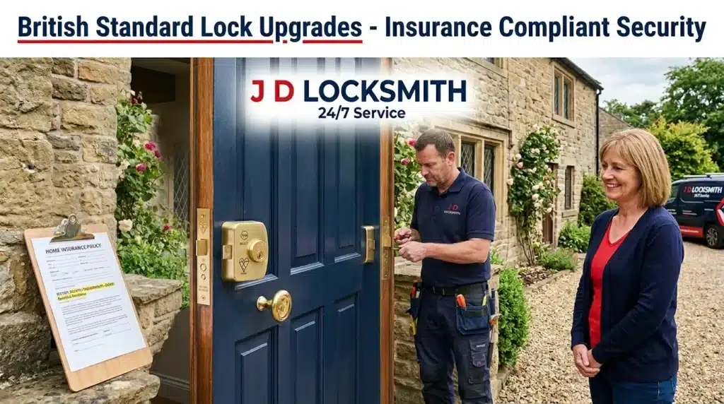 British Standard BS3621 lock upgrade installation - insurance compliant security from J D Locksmith Lancashire